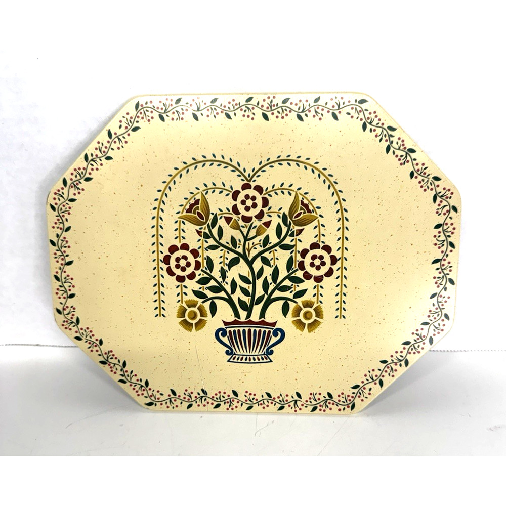 VTG. Daher Metal Trivet Hot Pad Wall Hanging 1950's Colonial Style Floral Print